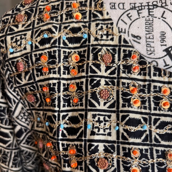 Beautiful beaded sequined Indian Pakistani knee length dress with slits Sz M - Picture 9 of 14